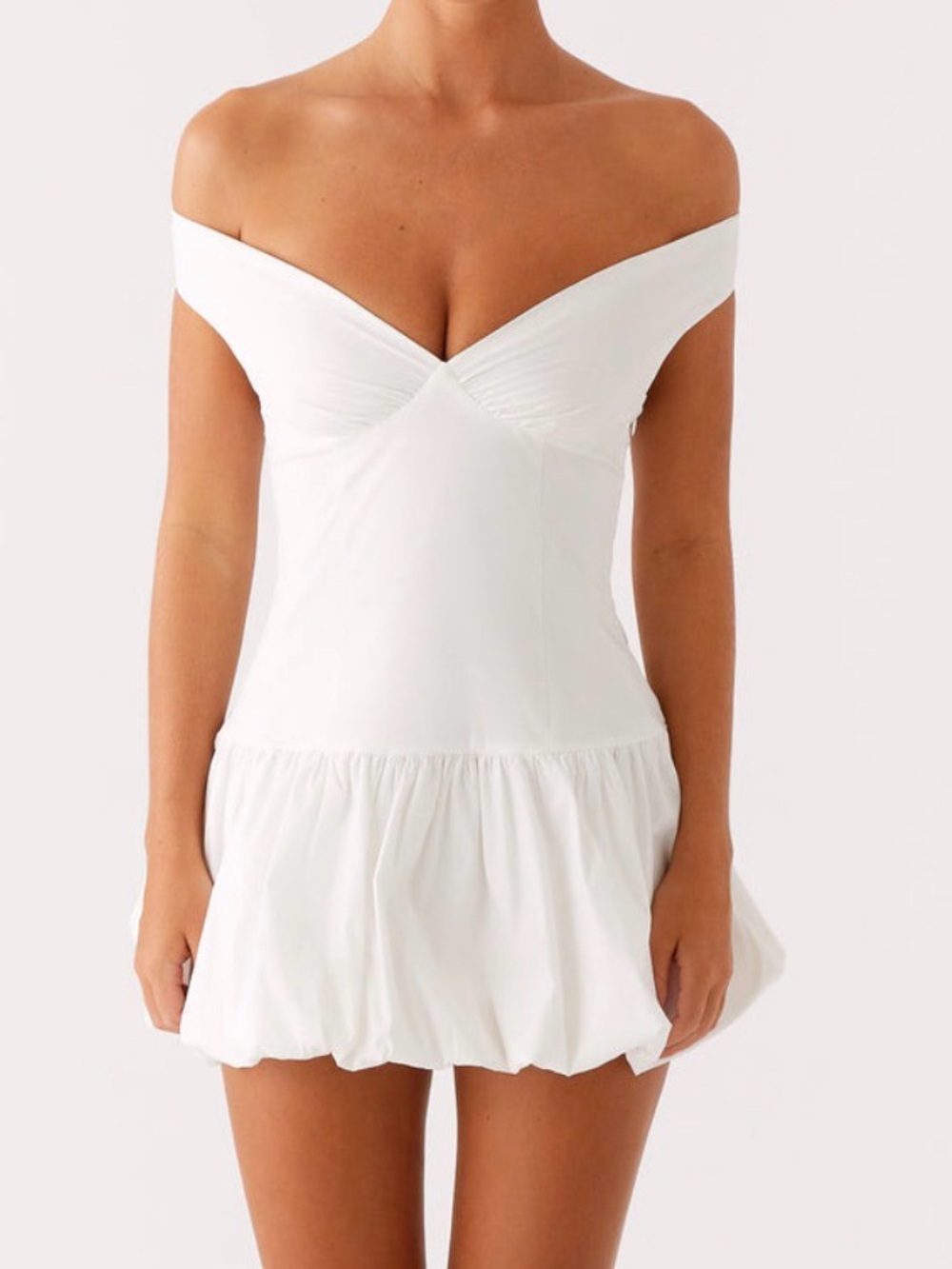 Peppermayo Endless Romance Off Shoulder Mini Dress - White